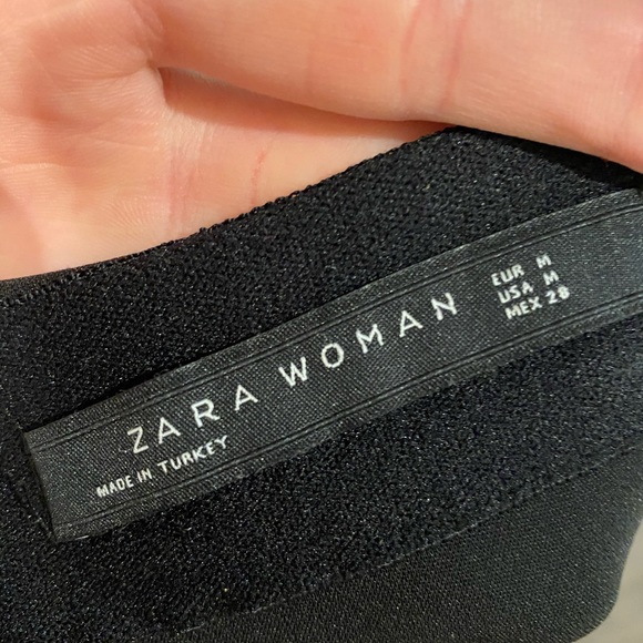 Zara Off Shoulder High-Front-Slit Black Dress - Picture 7 of 7